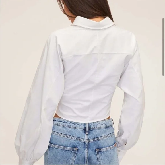 NWT Marissa Webb Emmerson Oxford Shirt Crisp White Cotton Tie Waist Size S - Picture 4 of 5